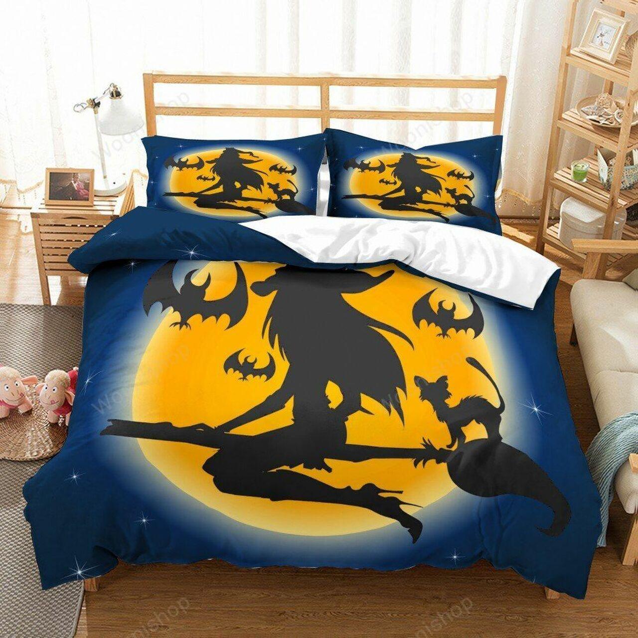 Halloween Themeet Galaxy Cartoon Pumpkinkull Stunning Room Decoration Bedding Set Duvet Cover Gift For Halloween Season