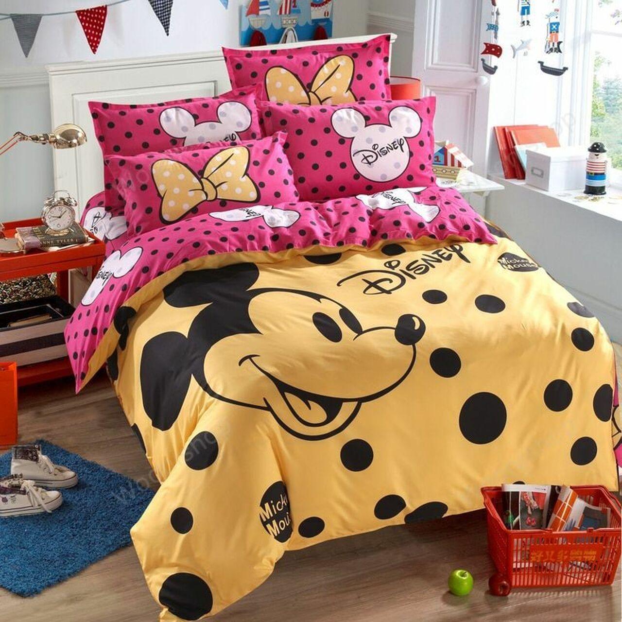 Disney Mickey Mouse Beautiful Decor For Disney Fan Bedding Set Duvet Cover Meaningful Gift For Love