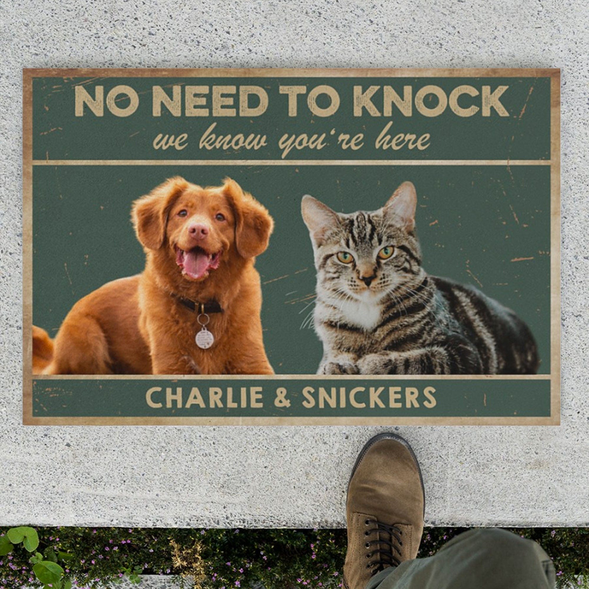 No Need To Knock Custom Photo Dogs Cats Pets Doormats 