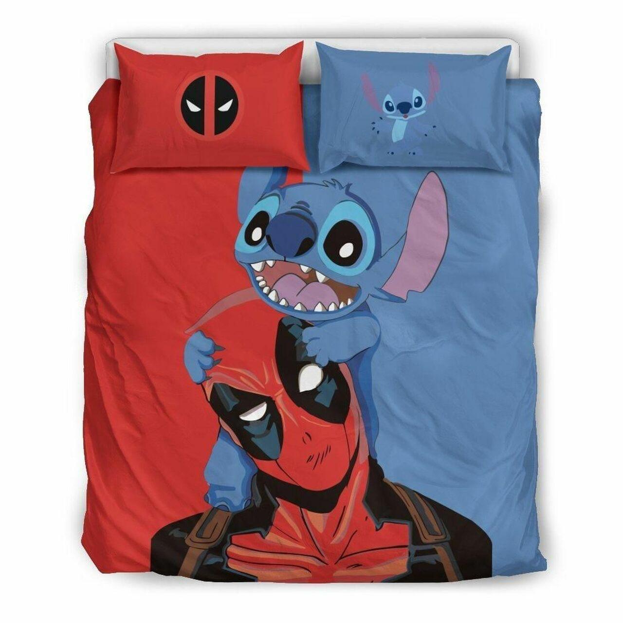 Stitch & Deadpool Disney 15 Beautiful Decor For Disney Fan Bedding Set Duvet Cover Meaningful Gift For Love