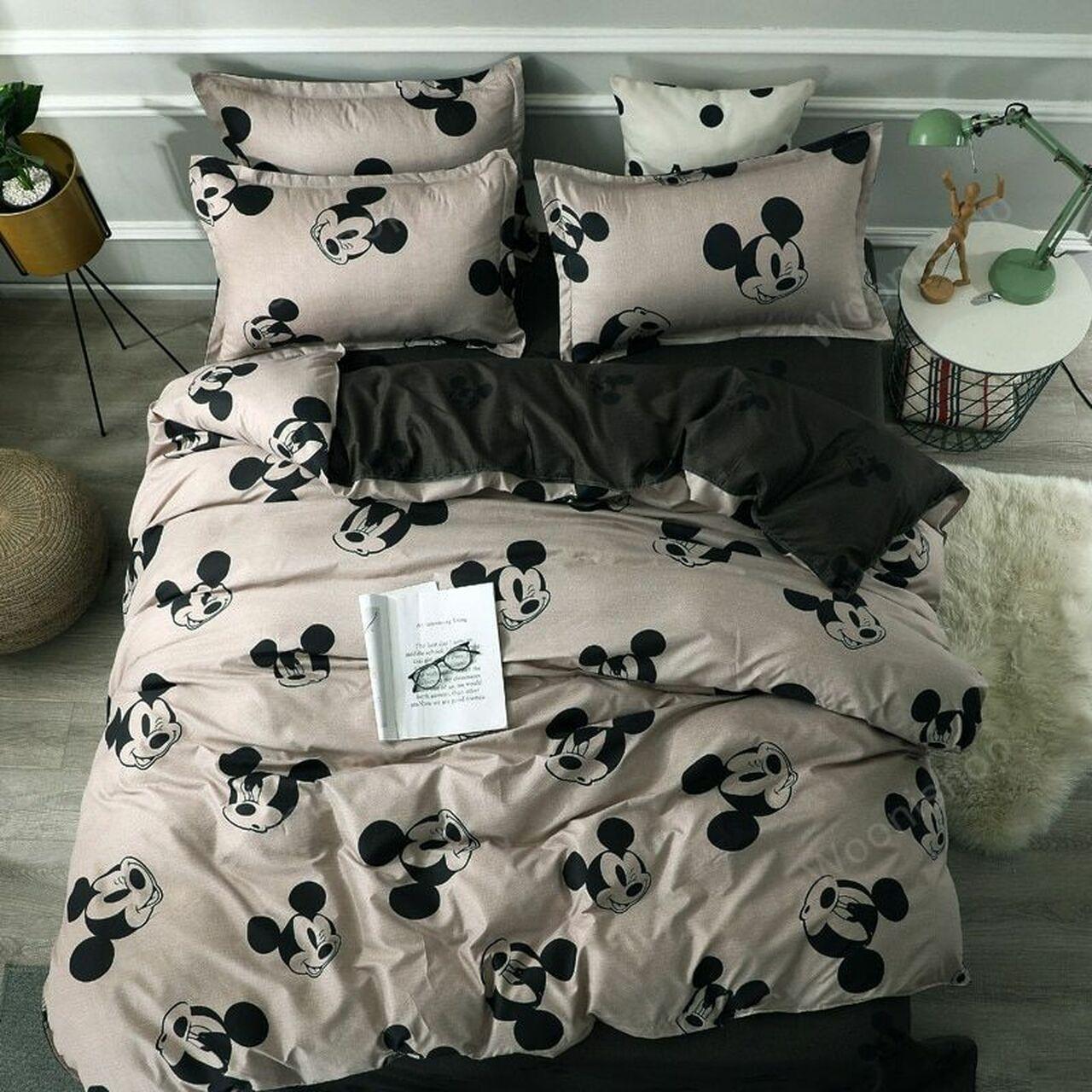 Cute Mickey Minnie Mouse Washed Amazing Disney Room Decor Bedding Set Duvet Cover With Pillowcase Meaningful Gift For Holiday Season