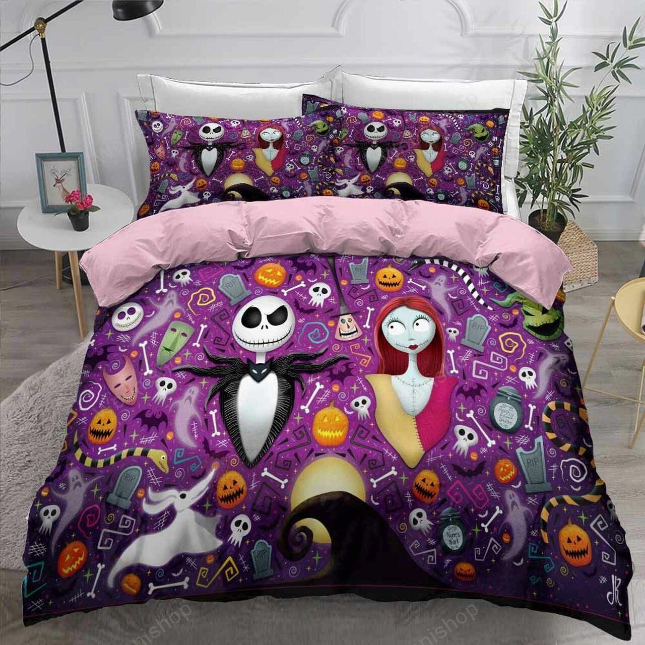 The Nightmare Before Christmaset Cartoon Movies Beautiful Decor For Disney Fan Bedding Set Duvet Cover With Pillowcase Meaningful Gift For Halloween Christmas