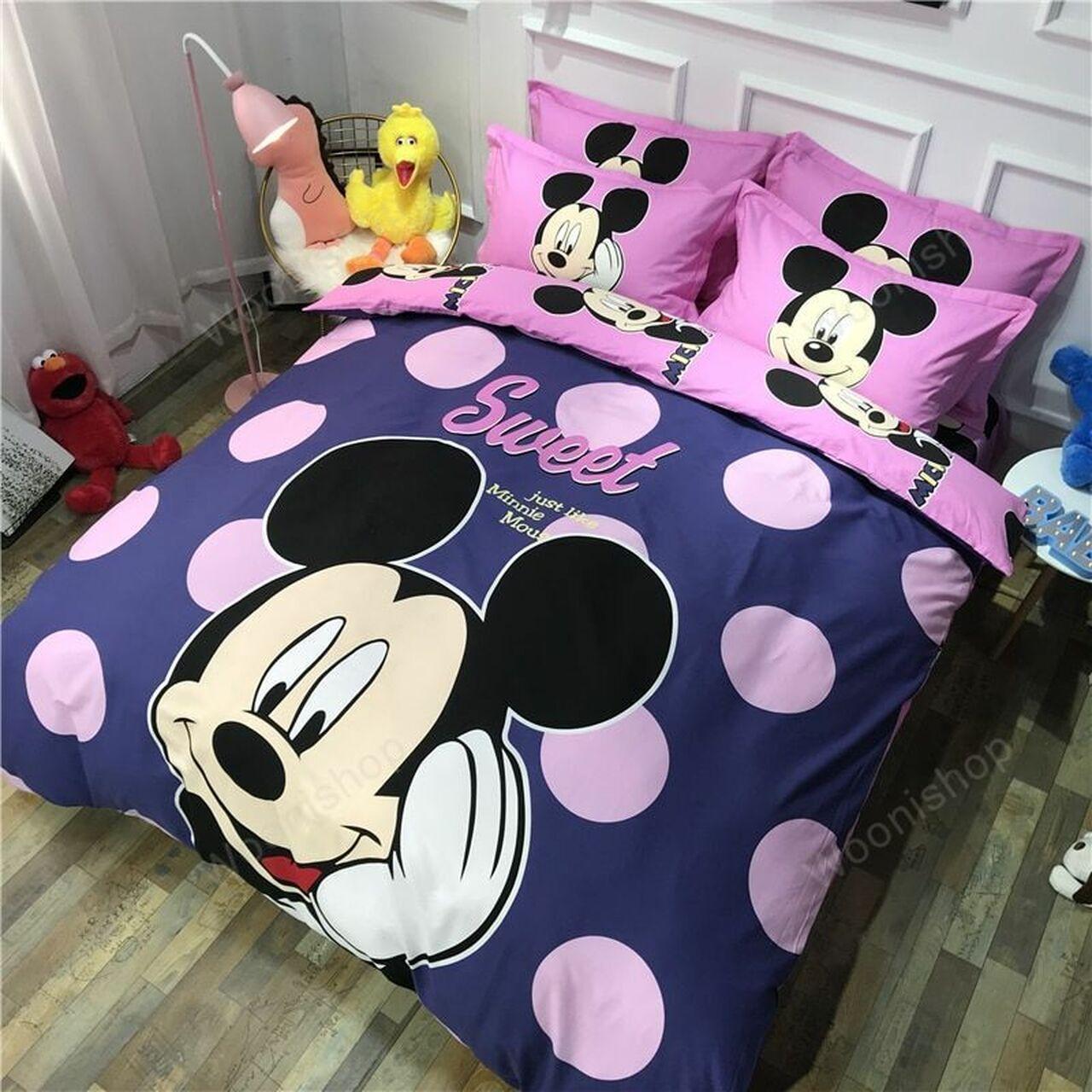 Pink Dot Minnie Mouse Thick Winter Warms Girls et Birthday Gift For Preschool Amazing Disney Room Decor Bedding Set Duvet Cover Meaningful Gift For Holiday Season