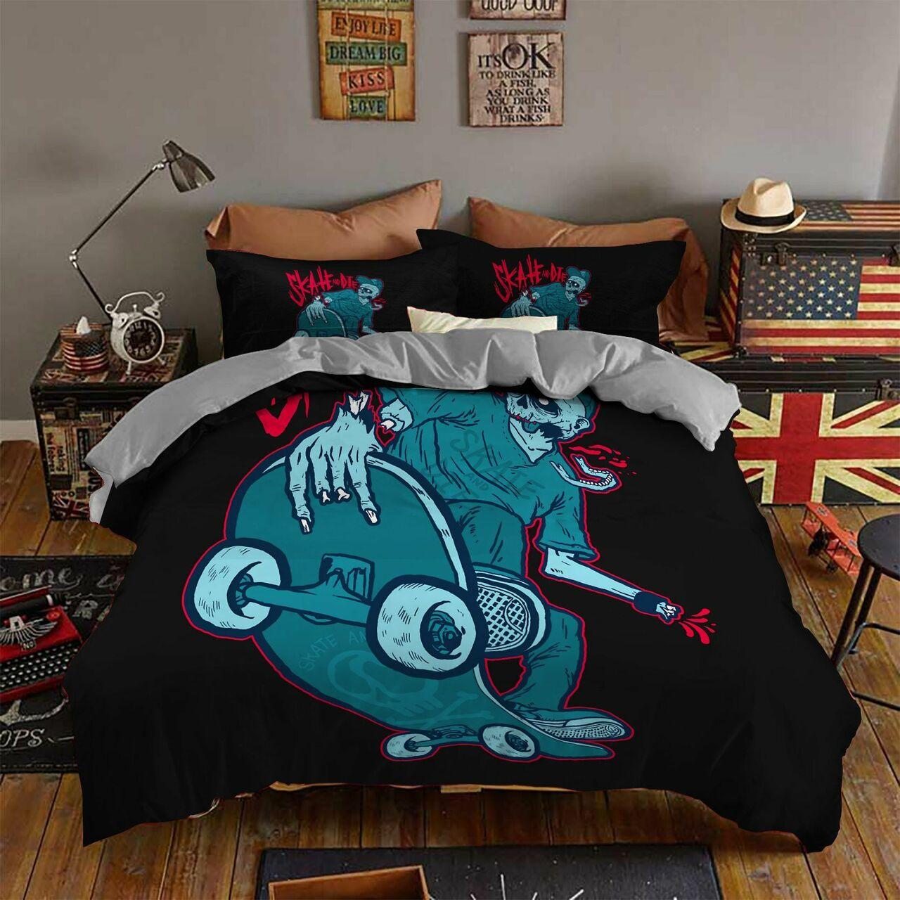 Ghost Skull Skateboard Gs-Cl-Dt2511 Amazing Disney Room Decor Bedding Set Duvet Cover With Pillowcase Meaningful Gift For Holiday Season