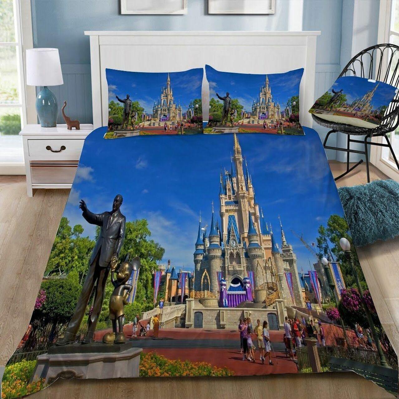 Disney Castle 5 Beautiful Decor For Disney Fan Bedding Set Duvet Cover Meaningful Gift For Love