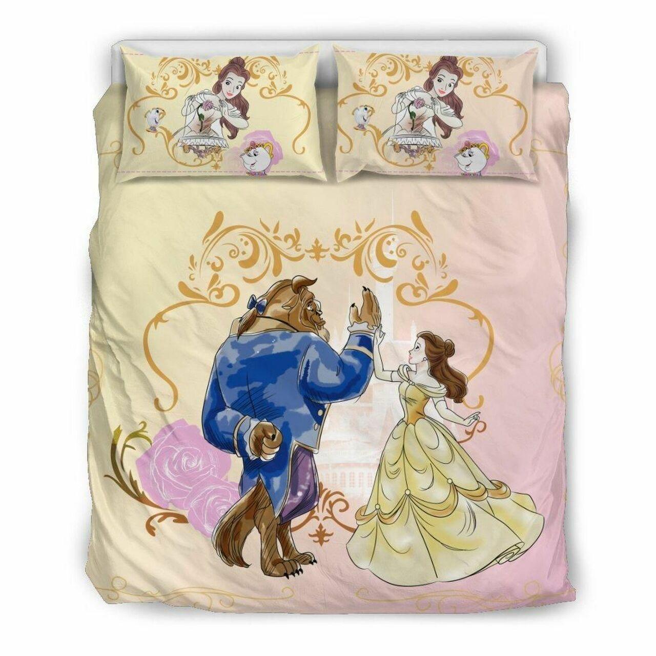 Beauty And The Beast Disney 2 Beautiful Decor For Disney Fan Bedding Set Duvet Cover Meaningful Gift For Love