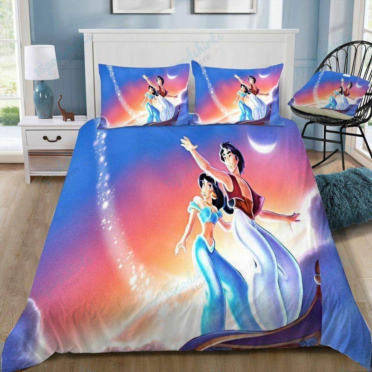 Disney Aladdin And Jasmine 18 Beautiful Decor For Disney Fan Bedding Set Duvet Cover Meaningful Gift For Love