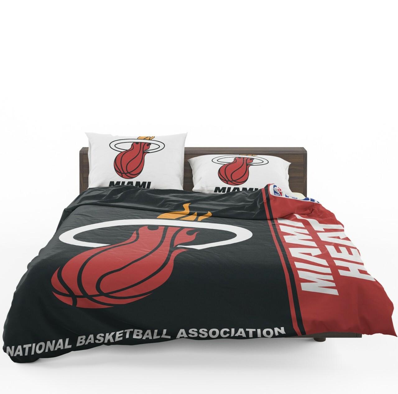 Miami Heat Nba Basketball Bedding Set Duvet Cover Basketball Home Decor For Fans