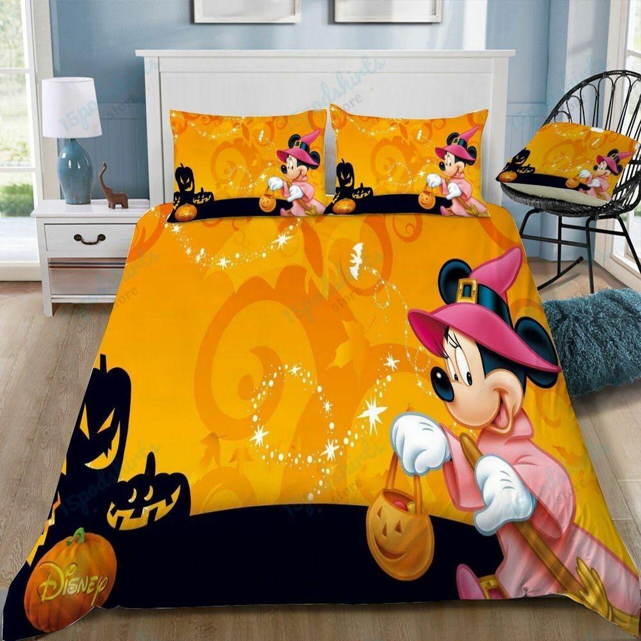 Disney Minnie Halloween Beautiful Decor For Disney Fan Bedding Set Duvet Cover Meaningful Gift For Love