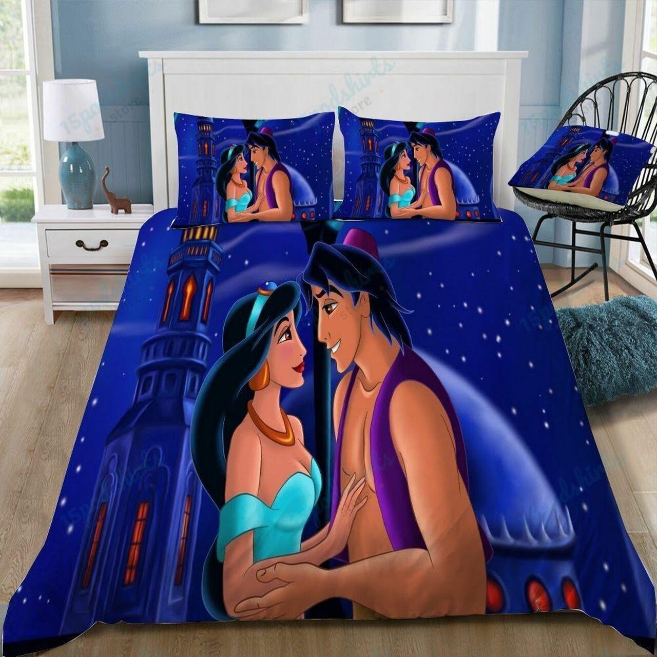 Disney Aladdin And Jasmine 16 Beautiful Decor For Disney Fan Bedding Set Duvet Cover Meaningful Gift For Love