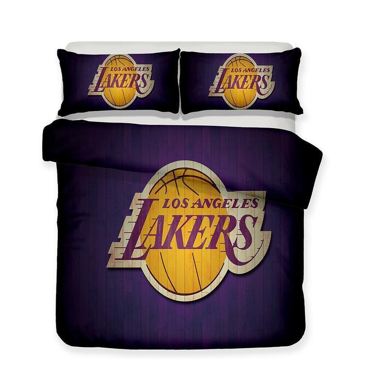 Nba Los Angeles Lakers Themes Bohemian Bedding Set Duvet Cover Basketball Home Decor For Fans