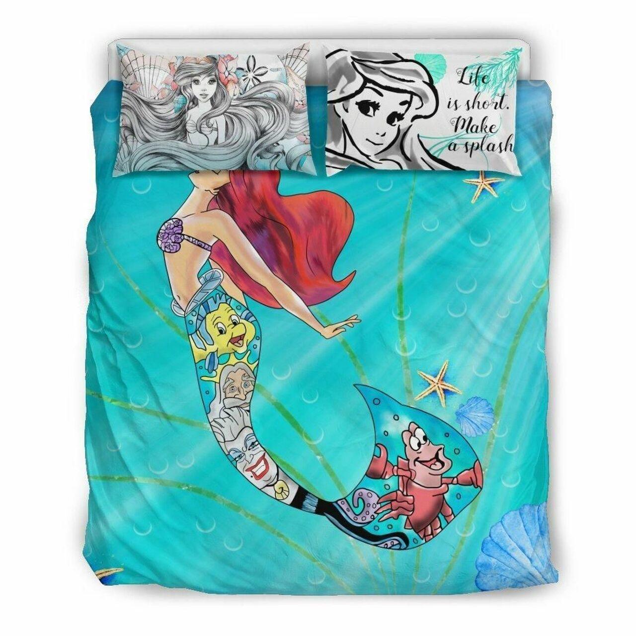 Ariel Disney 4 Beautiful Decor For Disney Fan Bedding Set Duvet Cover Meaningful Gift For Love