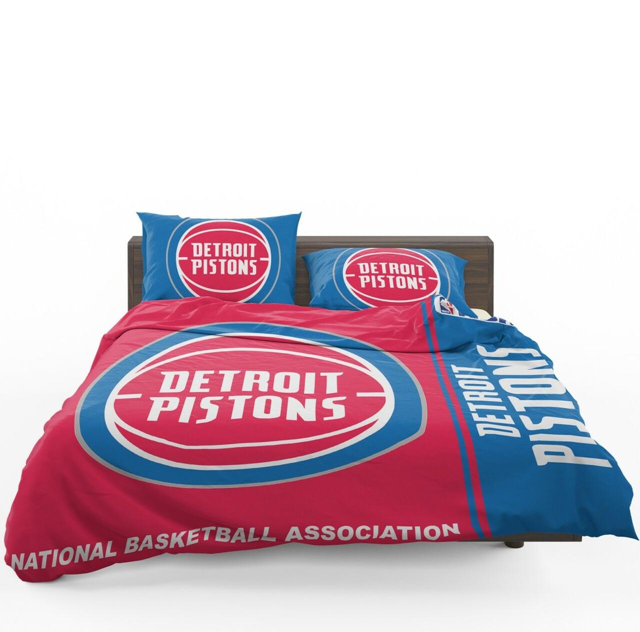 Detroit Pistons Nba Basketball Bedding Set Duvet Cover Basketball Home Decor For Fans