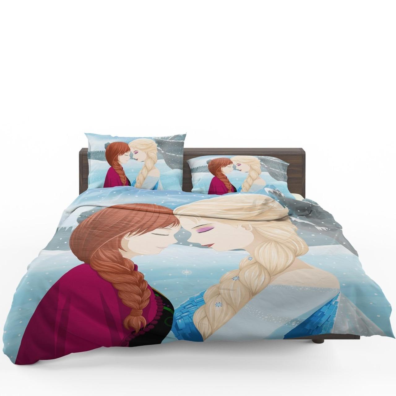 Frozen Movie Anna & Elsa Amazing Disney Room Decor Bedding Set Duvet Cover With Pillowcase Meaningful Gift For Kids Friend Family Member Holiday Gift