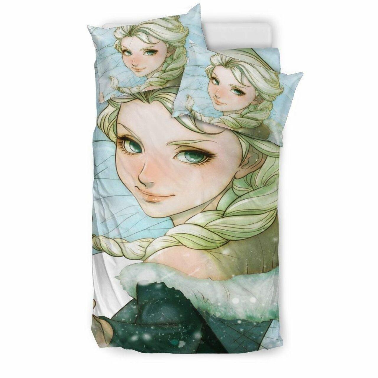 Elsa Frozen 3 And Pillowcaseet Amazing Disney Room Decor Bedding Set Duvet Cover With Pillowcase Meaningful Gift For Kids Friend Family Member Holiday Gift