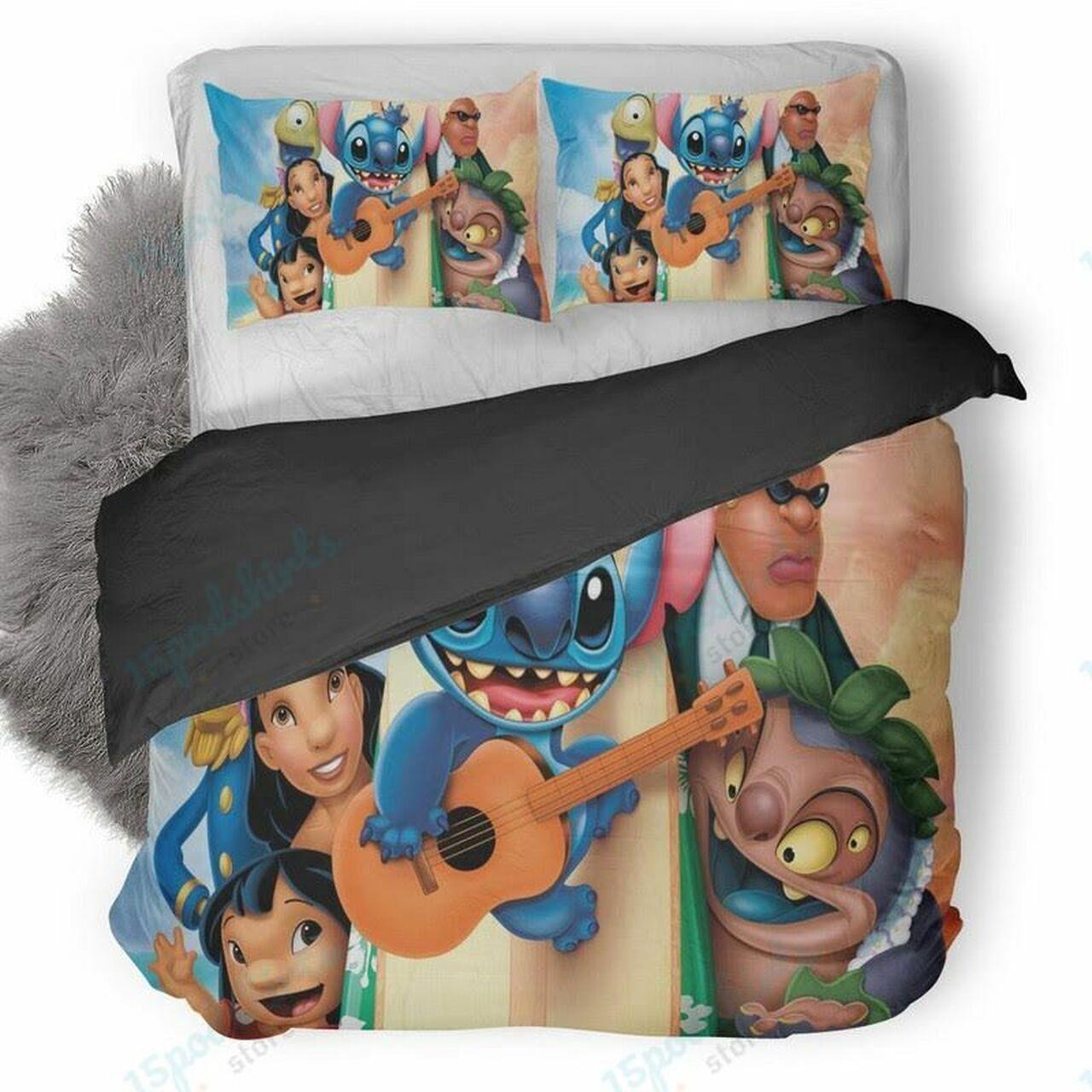 Lilo And Stitch Characters Banner Disney Lovers Duvet Cover Bedding Set With Pillowcase Gift For Cartoon Lover