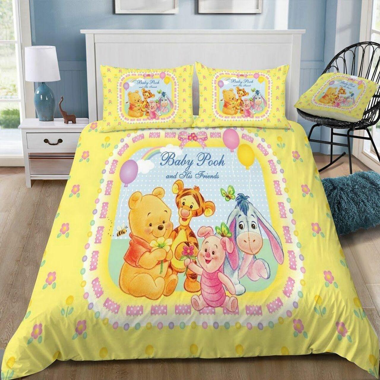 Disney Winnie The Pooh 3 Beautiful Decor For Disney Fan Bedding Set Duvet Cover Meaningful Gift For Love