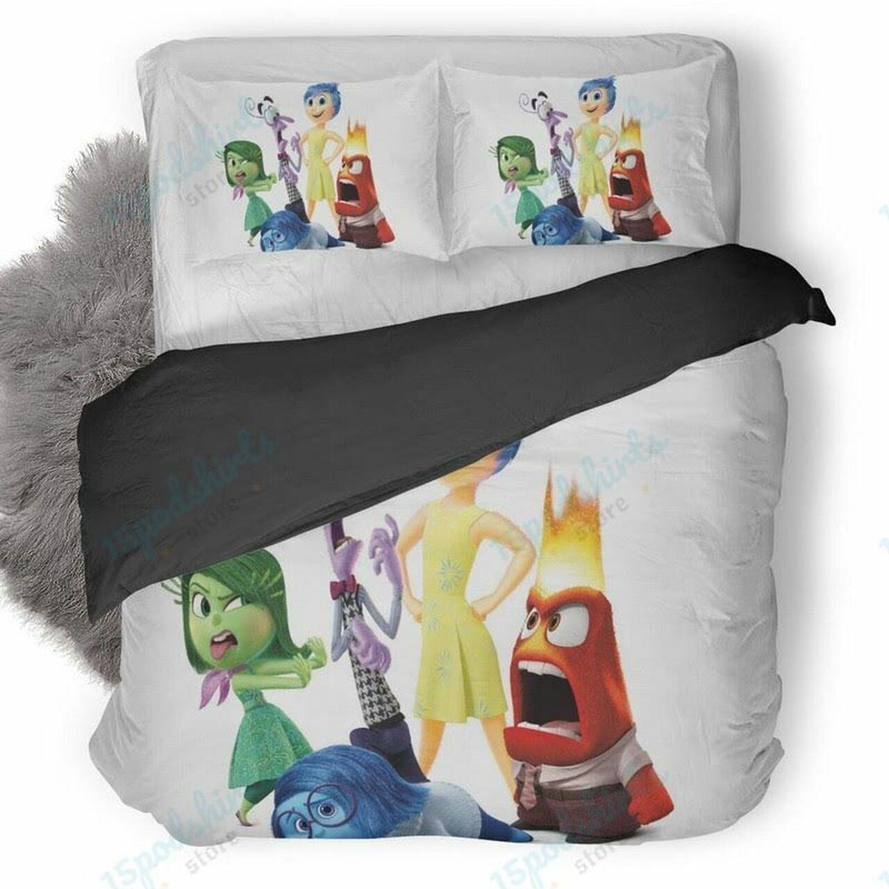 Disney Inside Out Characters Background Beautiful Decor For Disney Fan Bedding Set Duvet Cover Meaningful Gift For Love