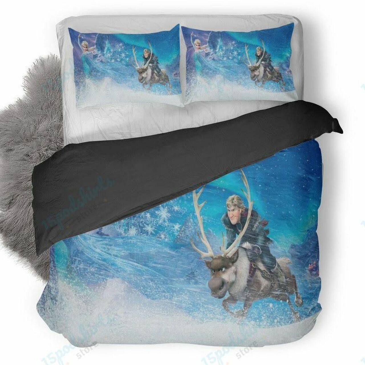 Disney Frozen Kristoff Elsa Innowstorm Beautiful Decor For Disney Fan Bedding Set Duvet Cover Meaningful Gift For Love