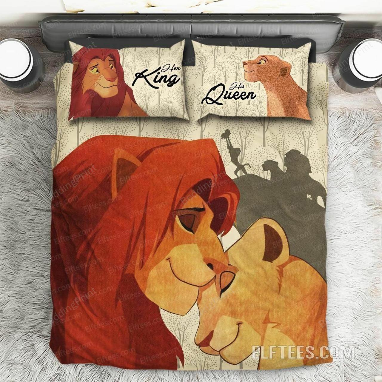 Vintage The Lion King Simpa And Nala Queen And King Lk01 Amazing Disney Room Decor Bedding Set Duvet Cover Meaningful Gift For Kids Friend Family Member Holiday Gift