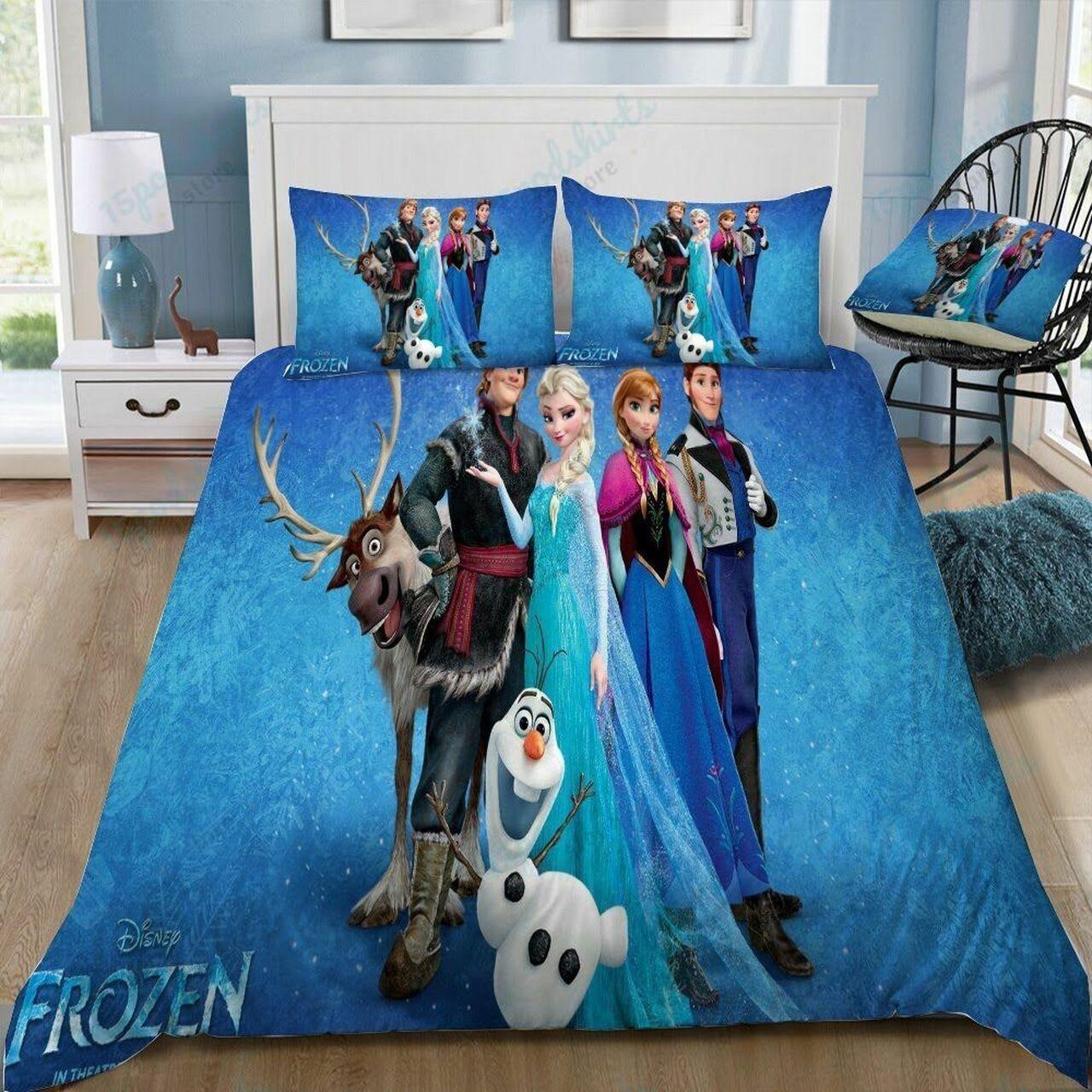 Disney Frozen Main Characters 18 Beautiful Decor For Disney Fan Bedding Set Duvet Cover Meaningful Gift For Love