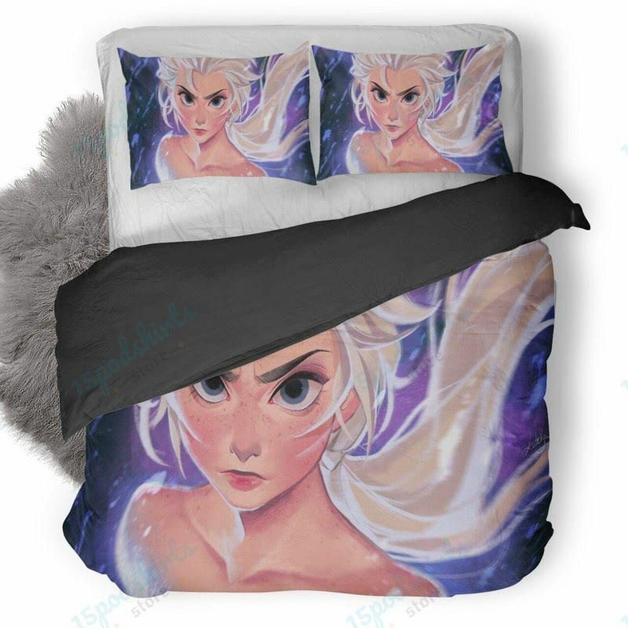 Disney Frozen Elsa Artwork Beautiful Decor For Disney Fan Bedding Set Duvet Cover Meaningful Gift For Love