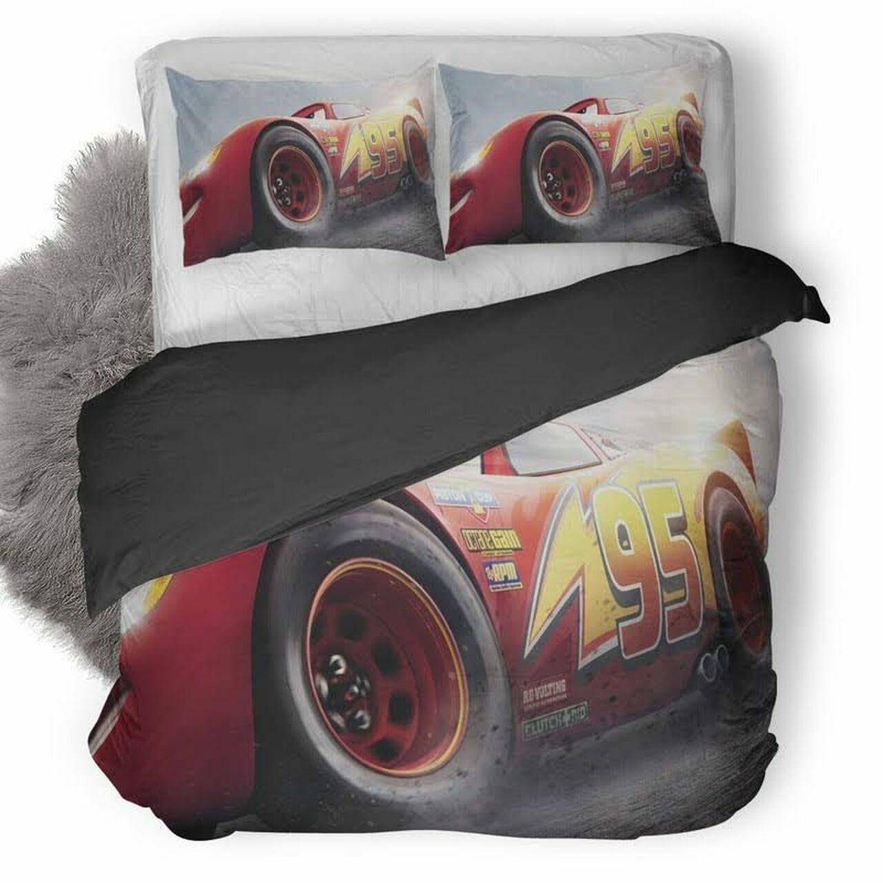 Disney Lightning Mcqueen Cars 2 Beautiful Decor For Disney Fan Bedding Set Duvet Cover Meaningful Gift For Love