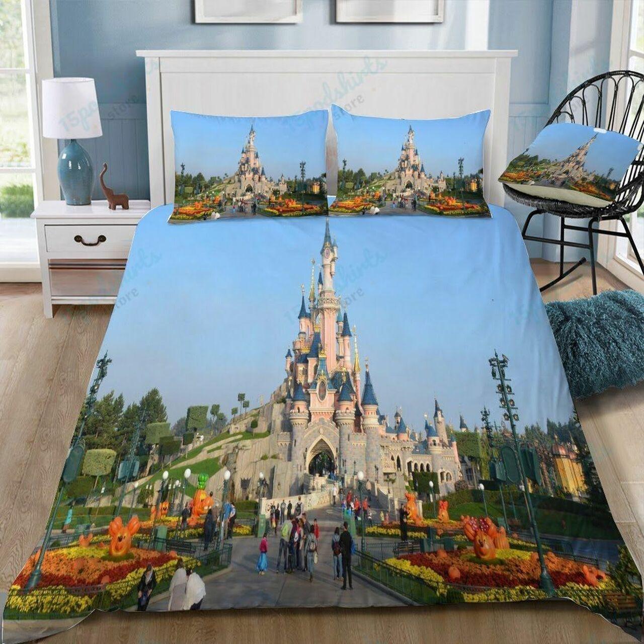 Disney Castle 366 Beautiful Decor For Disney Fan Bedding Set Duvet Cover Meaningful Gift For Love