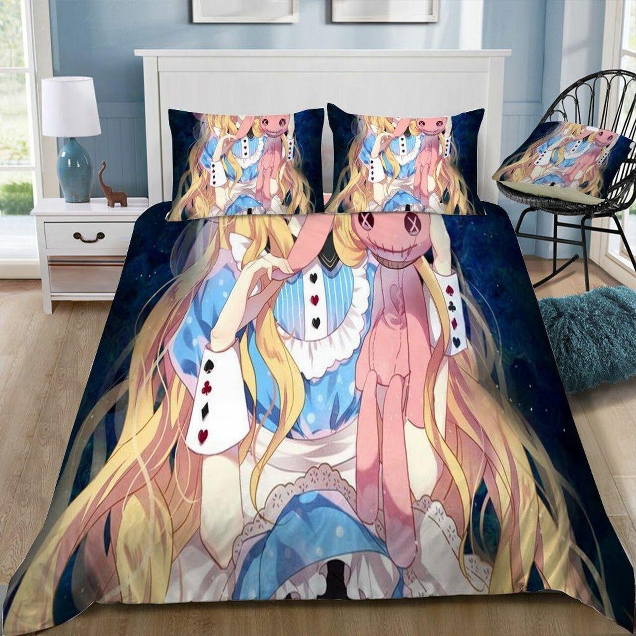 Disney Alice In Wonderland Beautiful Decor For Disney Fan Bedding Set Duvet Cover Meaningful Gift For Love