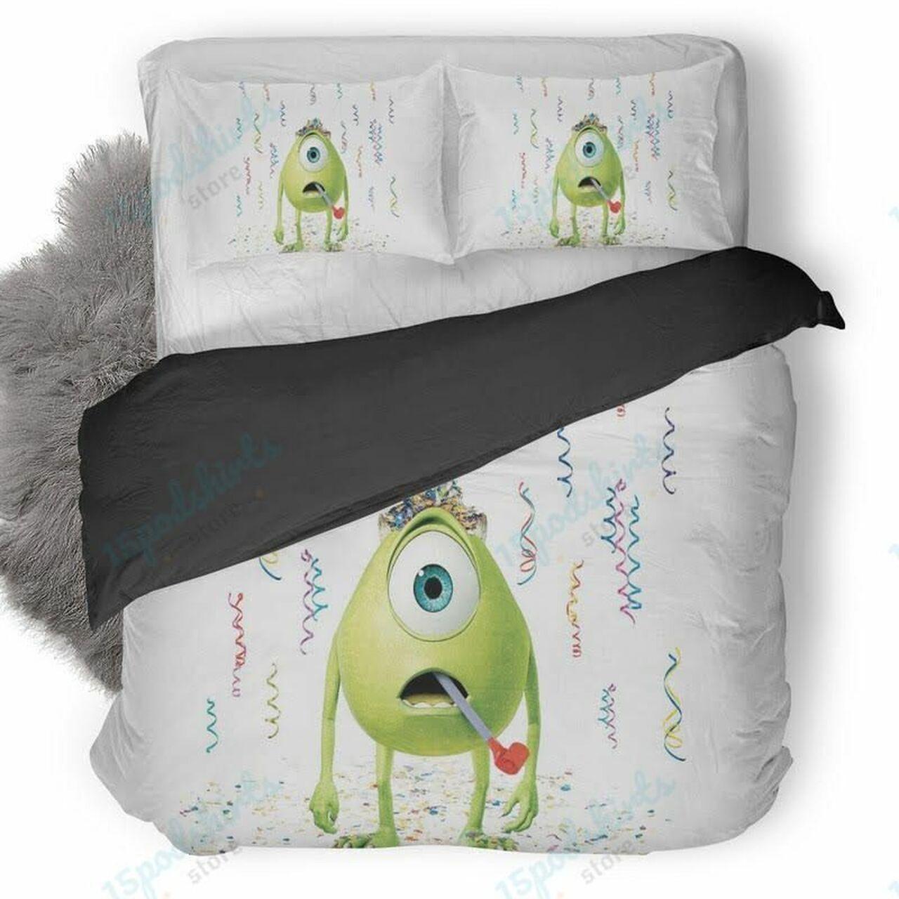 Disney Monsters University Mike Wazowski Beautiful Decor For Disney Fan Bedding Set Duvet Cover Meaningful Gift For Love