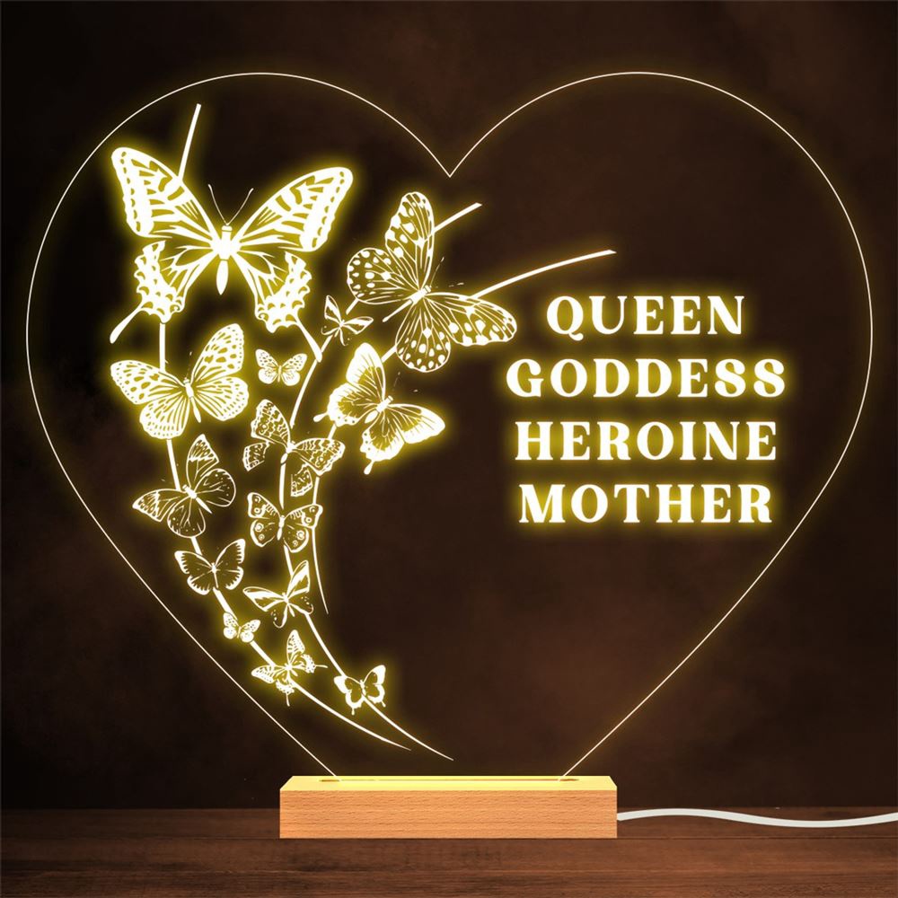 Butterflies Mother Queen Goddess Mother Day Gift Night Light, Mother Day Lamp, Mother Day Led Lights