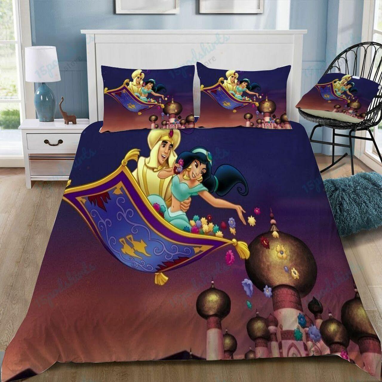 Disney Aladdin And Jasmine 22 Beautiful Decor For Disney Fan Bedding Set Duvet Cover Meaningful Gift For Love
