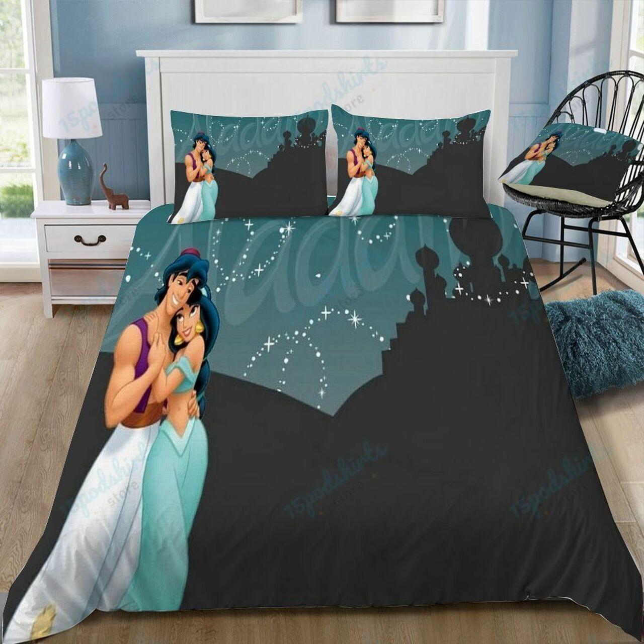 Disney Aladdin And Jasmine 27 Beautiful Decor For Disney Fan Bedding Set Duvet Cover Meaningful Gift For Love