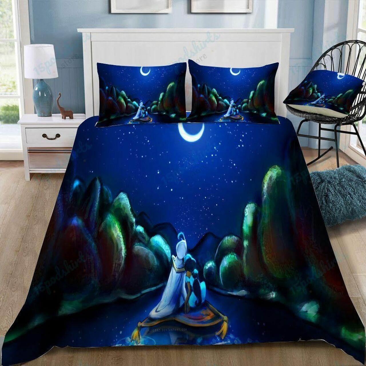 Disney Aladdin And Jasmine 23 Beautiful Decor For Disney Fan Bedding Set Duvet Cover Meaningful Gift For Love