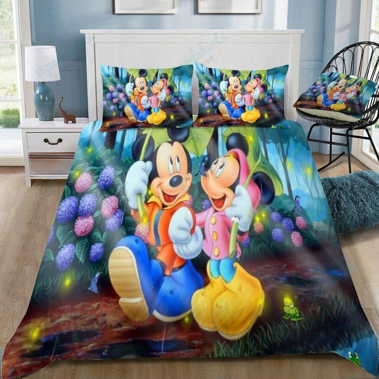 Disney Mickey And Minnie 9 Beautiful Decor For Disney Fan Bedding Set Duvet Cover Meaningful Gift For Love