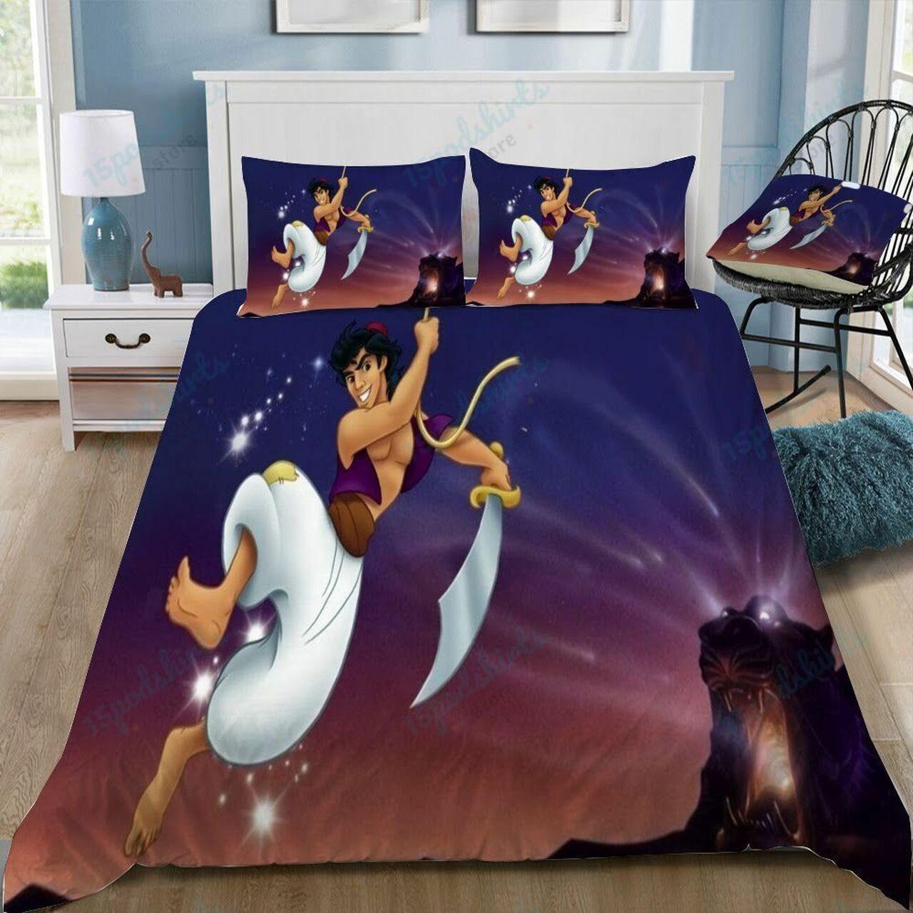 Disney Aladdin 4 Beautiful Decor For Disney Fan Bedding Set Duvet Cover Meaningful Gift For Love