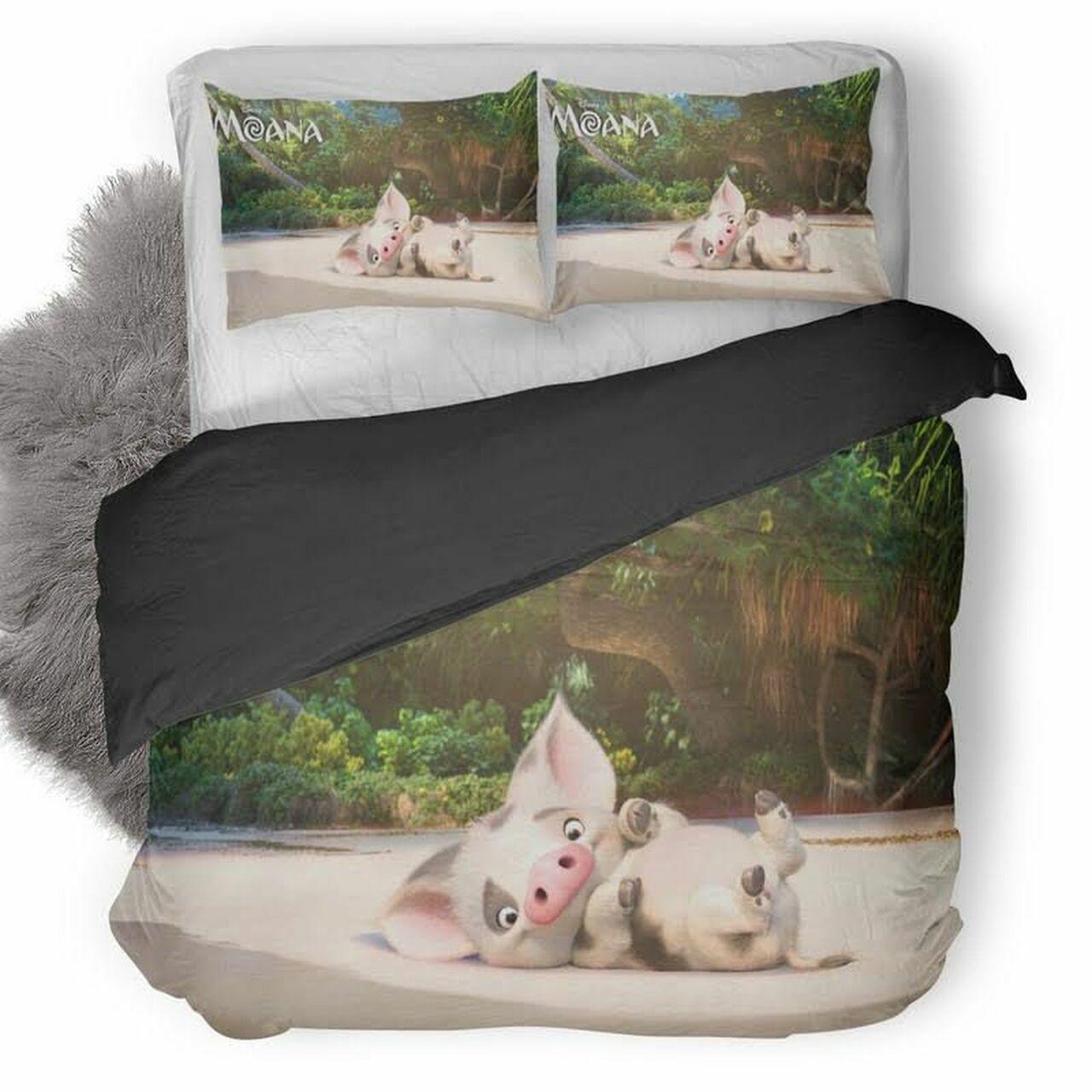 Pua Moana Disney Lovers Duvet Cover Bedding Set With Pillowcase Gift For Cartoon Lover