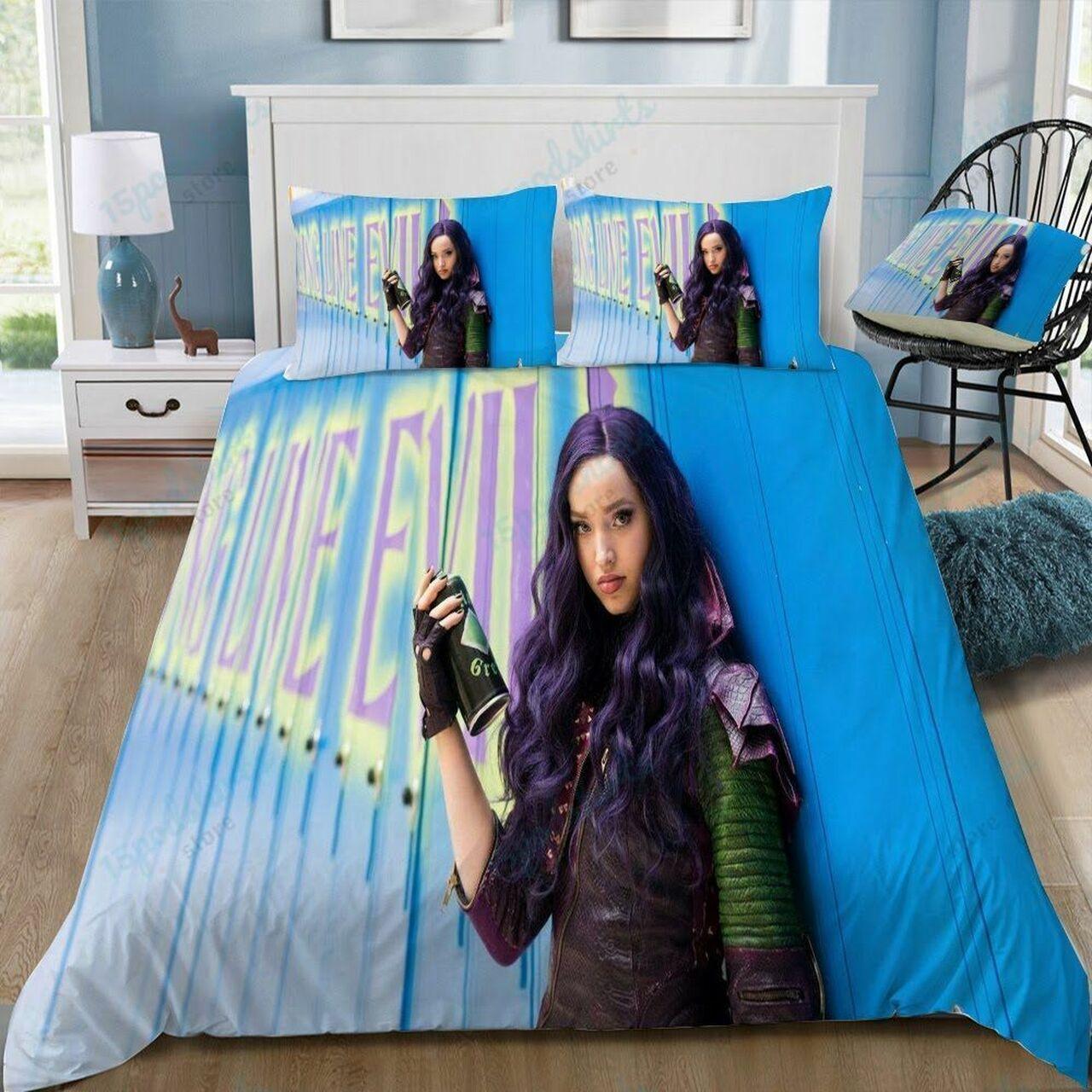 Disney Descendants Mal Beautiful Decor For Disney Fan Bedding Set Duvet Cover Meaningful Gift For Love