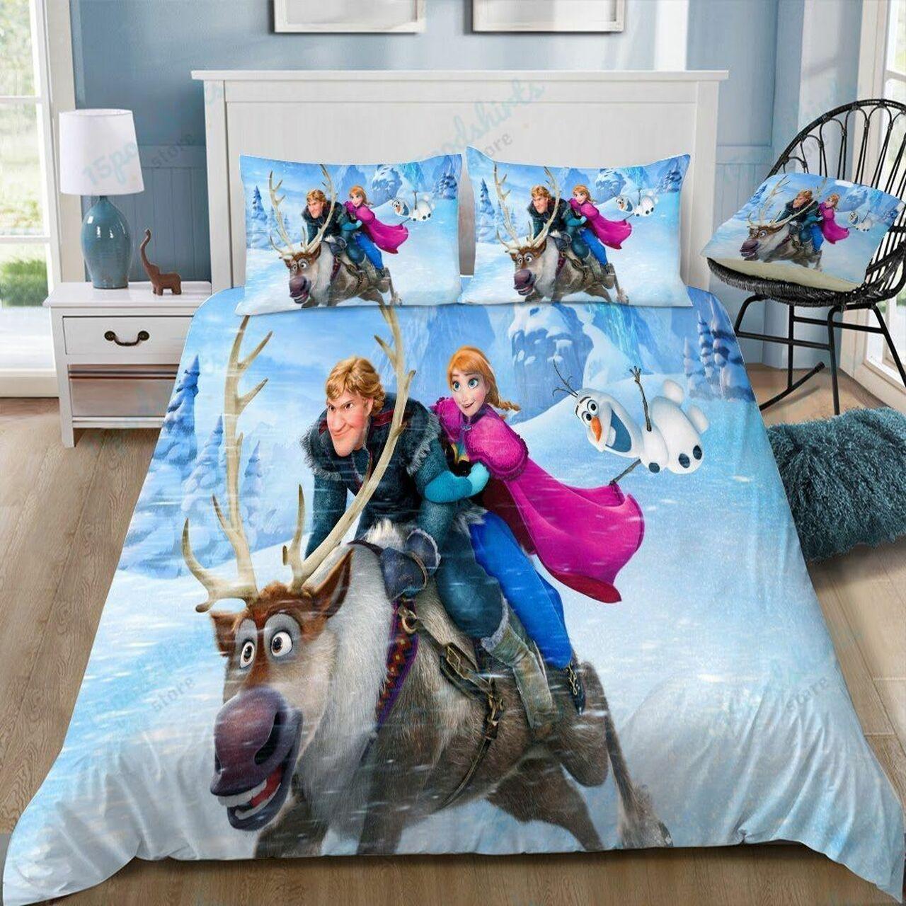 Disney Frozen Anna And Kristoff 54 Beautiful Decor For Disney Fan Bedding Set Duvet Cover Meaningful Gift For Love
