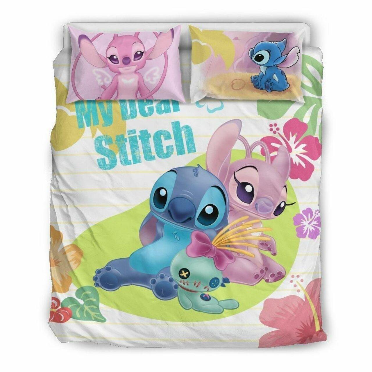 Stitch Angel &crump Disney 14 Beautiful Decor For Disney Fan Bedding Set Duvet Cover Meaningful Gift For Love