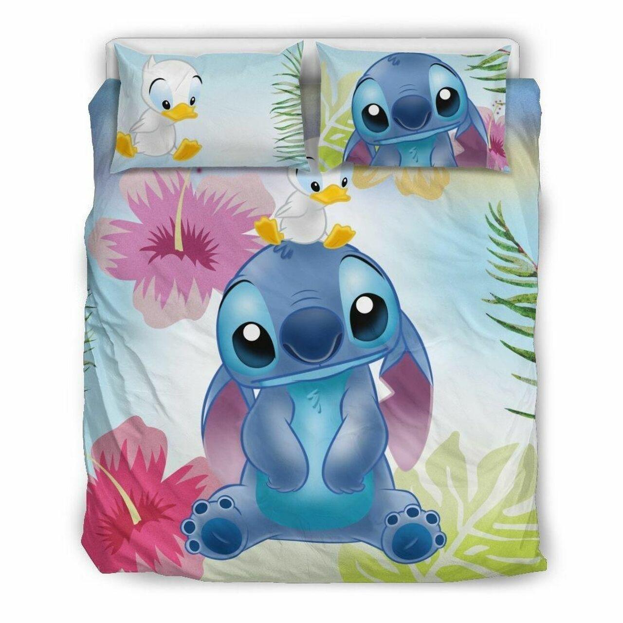 Stitch Disney 3 Beautiful Decor For Disney Fan Bedding Set Duvet Cover Meaningful Gift For Love