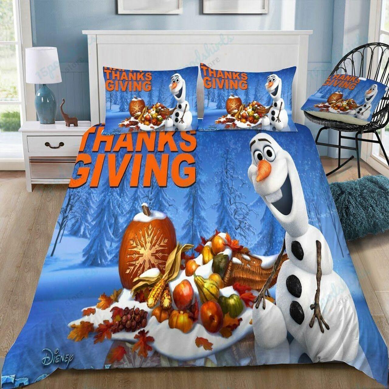 Disney Frozen Olaf Thanks Giving 67 Beautiful Decor For Disney Fan Bedding Set Duvet Cover Meaningful Gift For Love