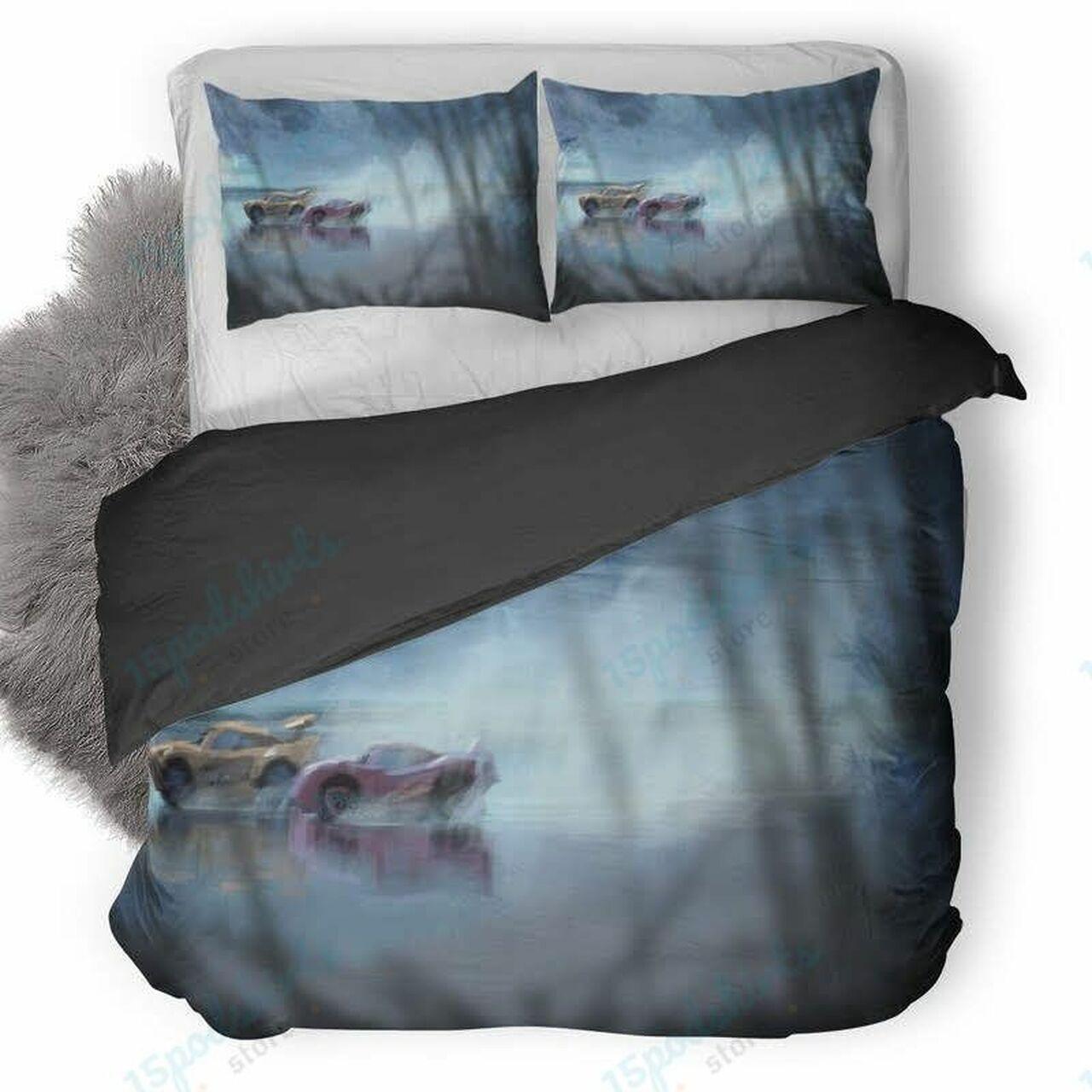 Disney Cars Racing Landscape Beautiful Decor For Disney Fan Bedding Set Duvet Cover Meaningful Gift For Love