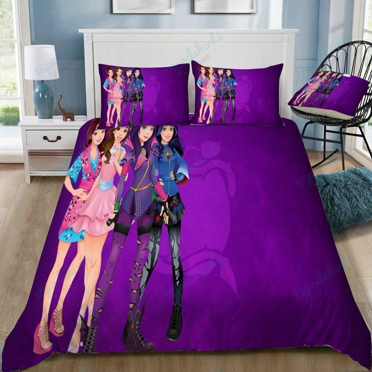 Disney Descendants 5 Beautiful Decor For Disney Fan Bedding Set Duvet Cover Meaningful Gift For Love