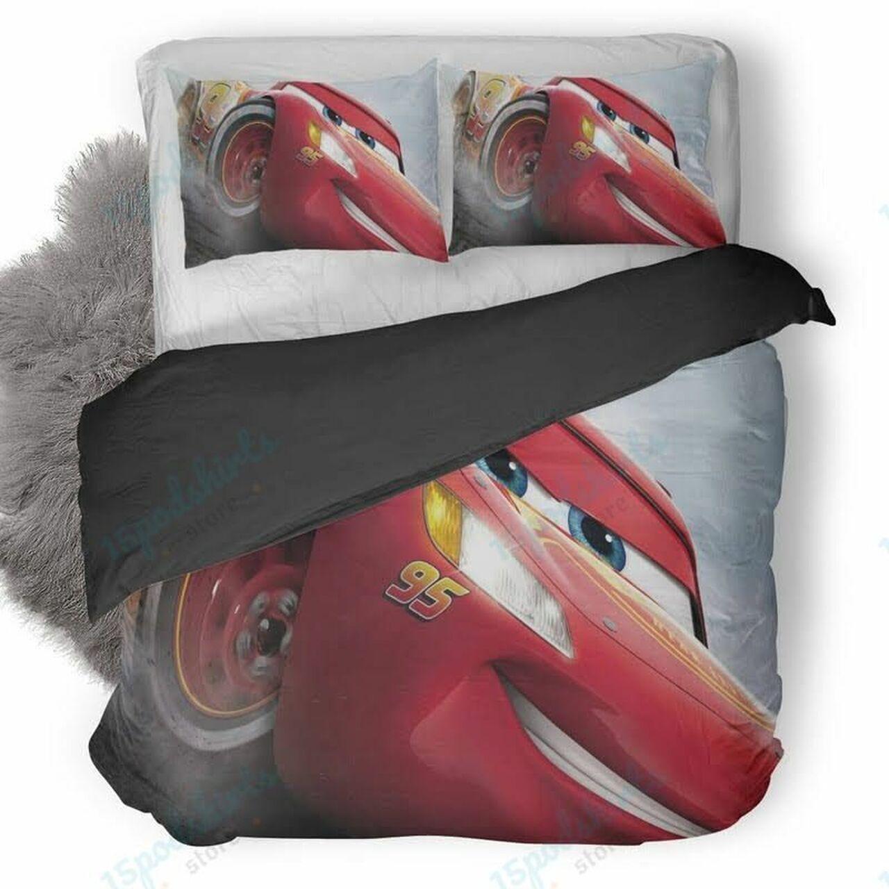 Disney Lightning Mcqueen Cars 3 Beautiful Decor For Disney Fan Bedding Set Duvet Cover Meaningful Gift For Love