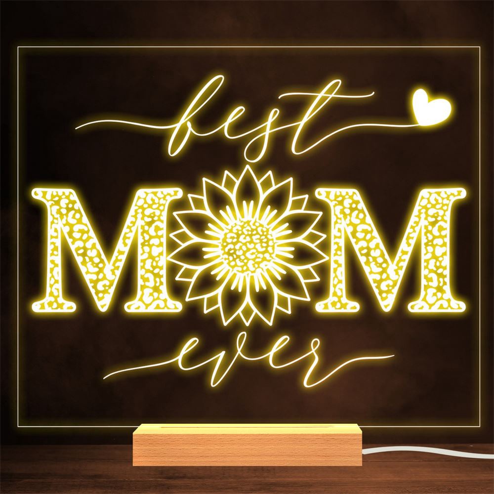 Bust Mum Ever Sunflower Mother Day Gift Lamp Night Light, Mother Day Lamp, Mother Day Led Lights