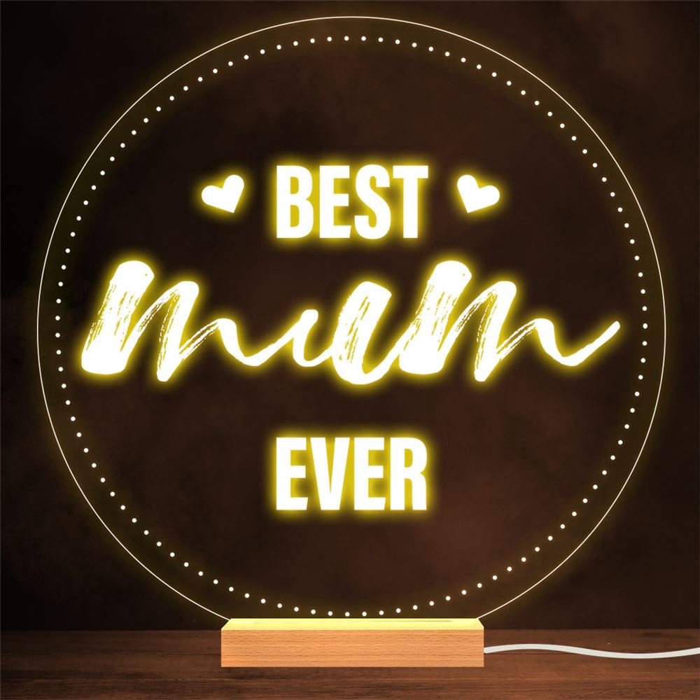 Best Mum Ever Round Mother Day Gift Warm Lamp Night Light, Mother Day Lamp, Mother Day Led Lights