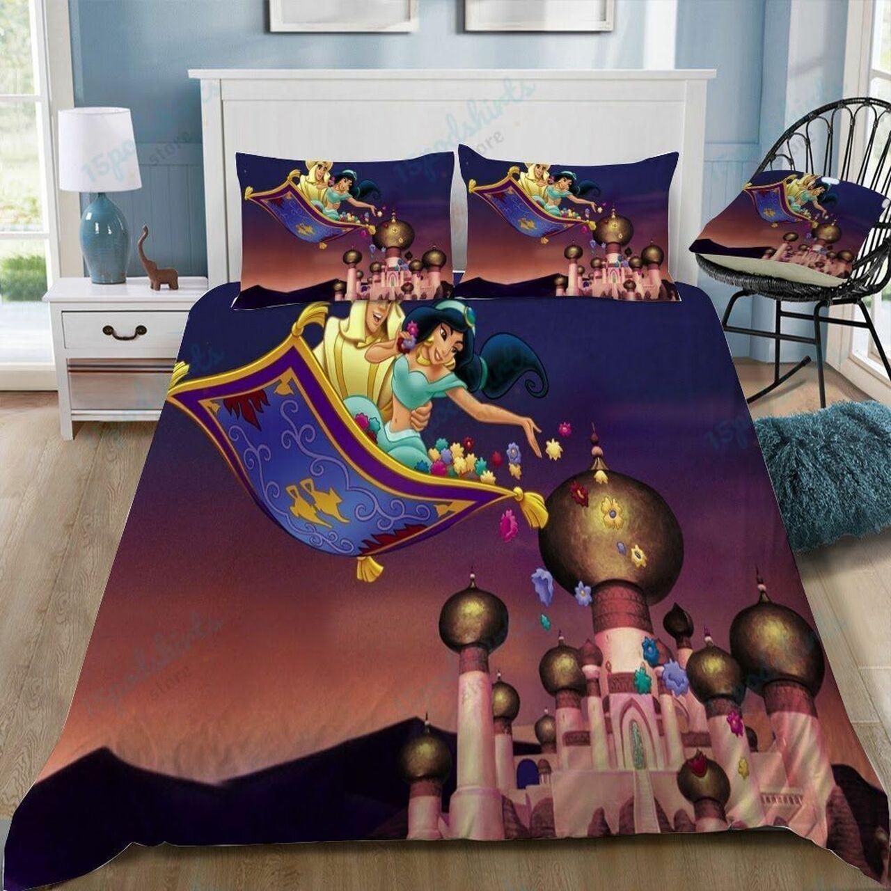 Disney Aladdin And Jasmine 17 Beautiful Decor For Disney Fan Bedding Set Duvet Cover Meaningful Gift For Love