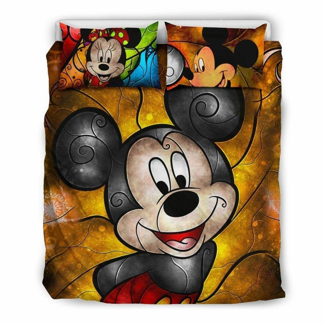 Beautiful Mickey And Minnie Amazing Disney Room Decor Bedding Set Duvet Cover With Pillowcase Meaningful Gift For Kids Friend Family Member Holiday Gift