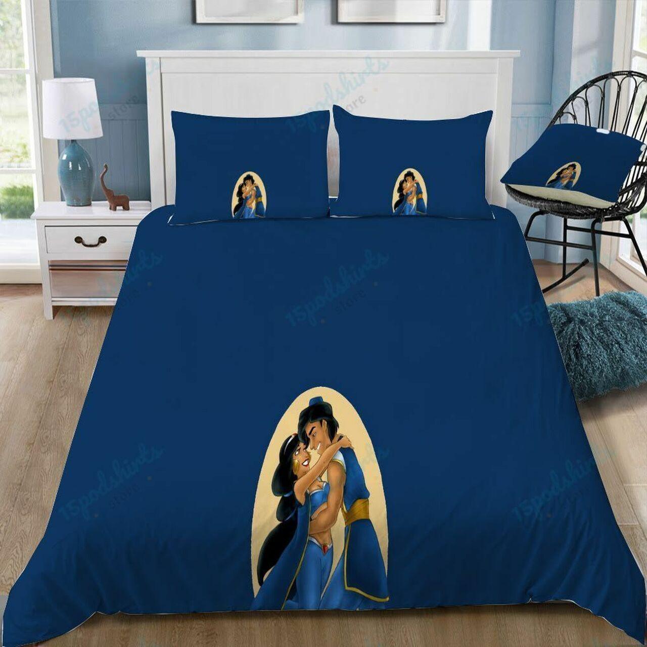 Disney Aladdin And Jasmine 7 Beautiful Decor For Disney Fan Bedding Set Duvet Cover Meaningful Gift For Love
